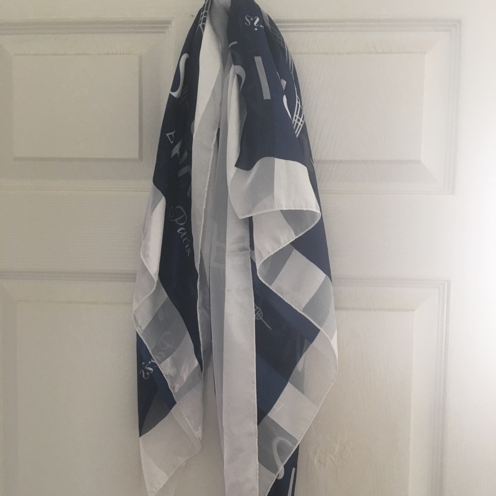 Free w/purchase! Faux Silk "Paris" Navy Scarf